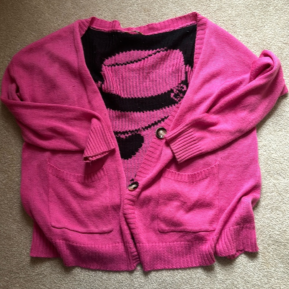 Pink Medium skull cardigan sweater